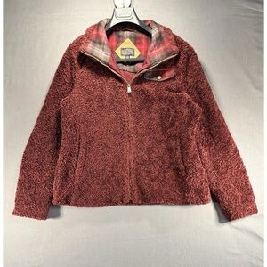 Pendleton Maroon Sherpa Jacket with Plaid Collar
